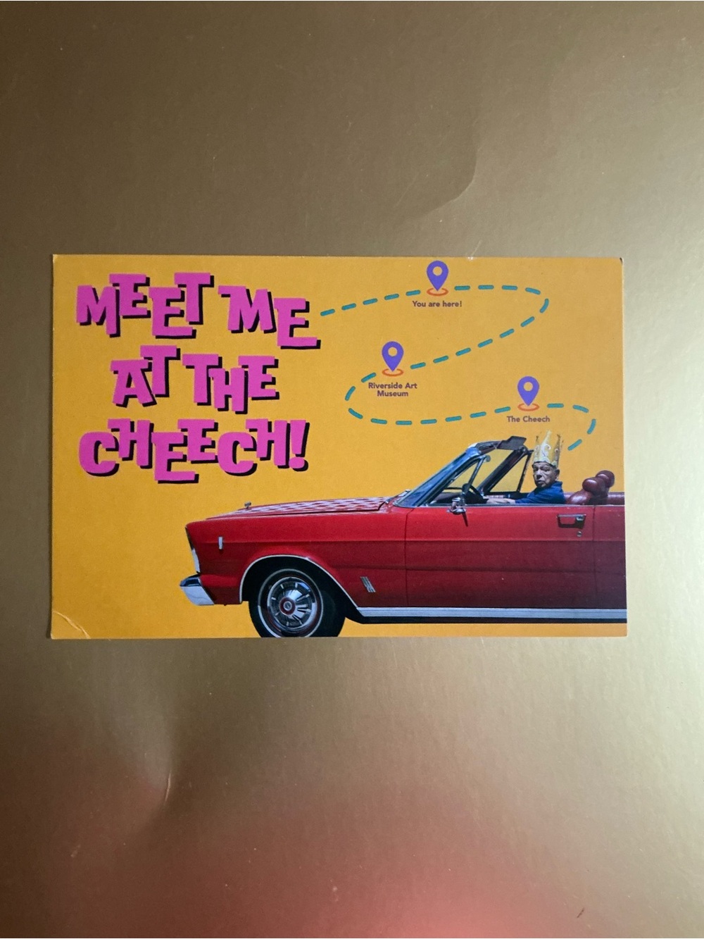 Meet Me at The Cheech! Red Convertible Postcard